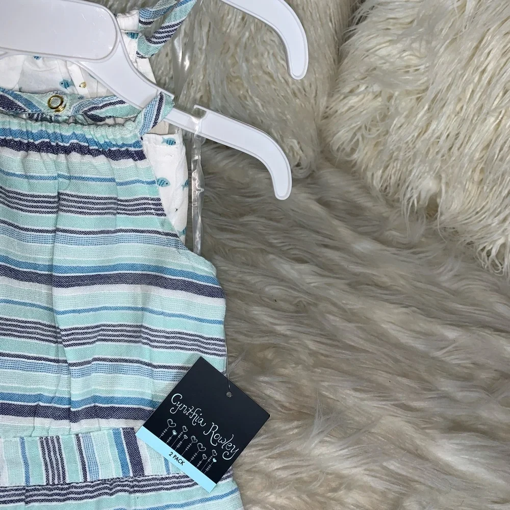 Cynthia Rowley Baby Girls 2-Pack Cotton Halter Rompers | 12M | NWT